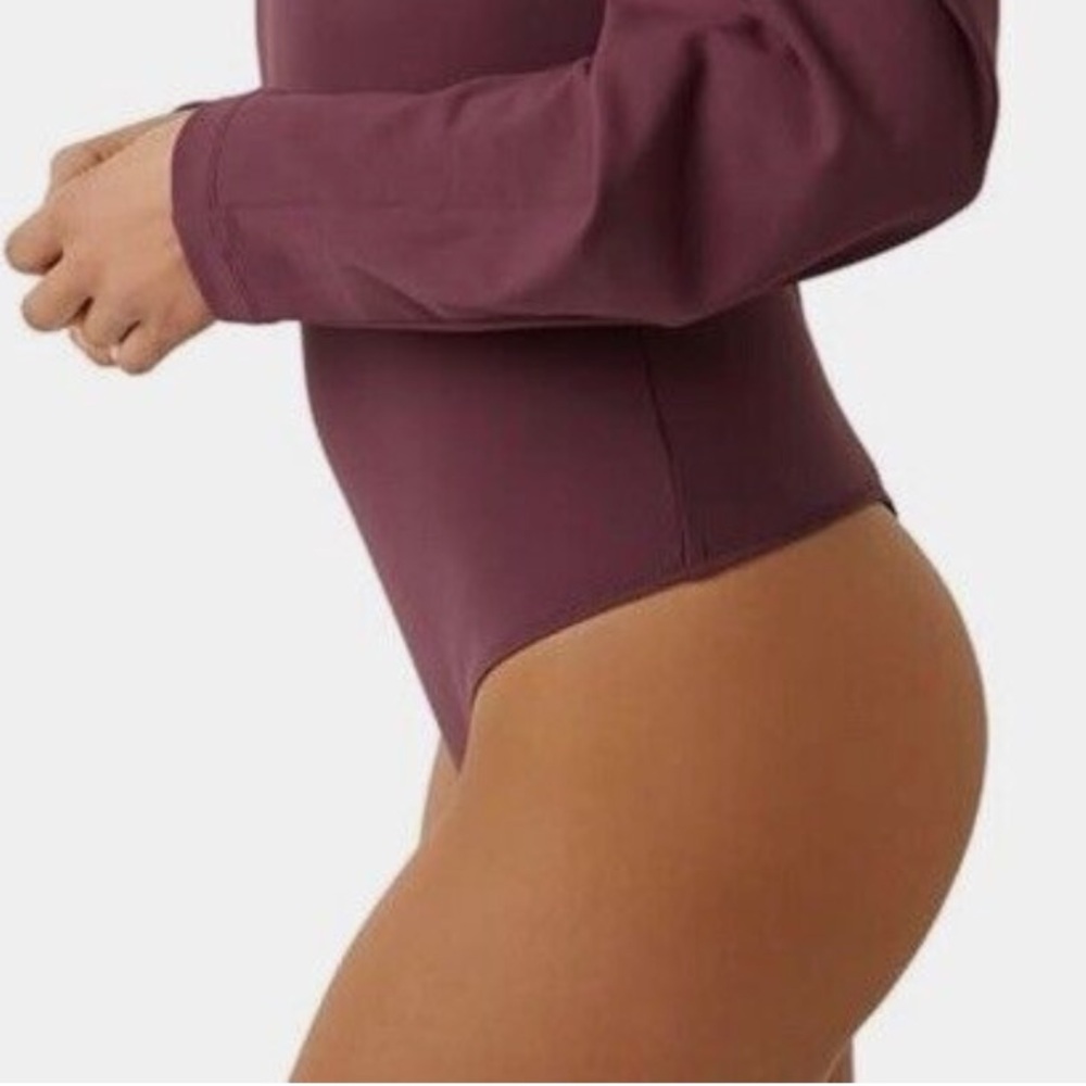 FREE PEOPLE VA VA VOOP PUFF SLEEVE  BODY SUIT LARGE WINE - Picture 4 of 7